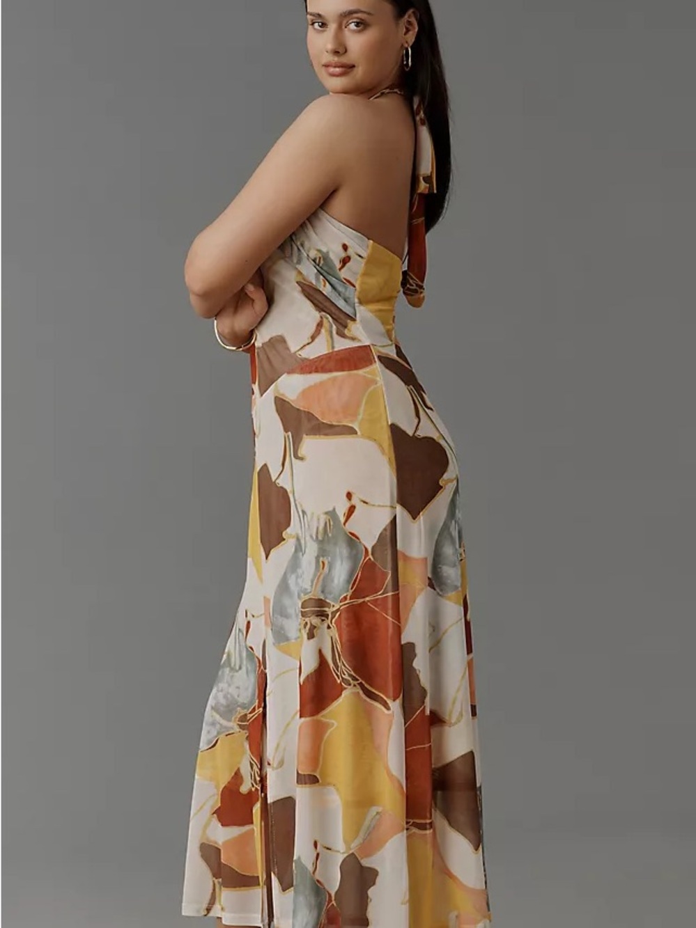Anthropologie Halter Midi Dress in Multi-Tone Floral - Picture 5 of 11